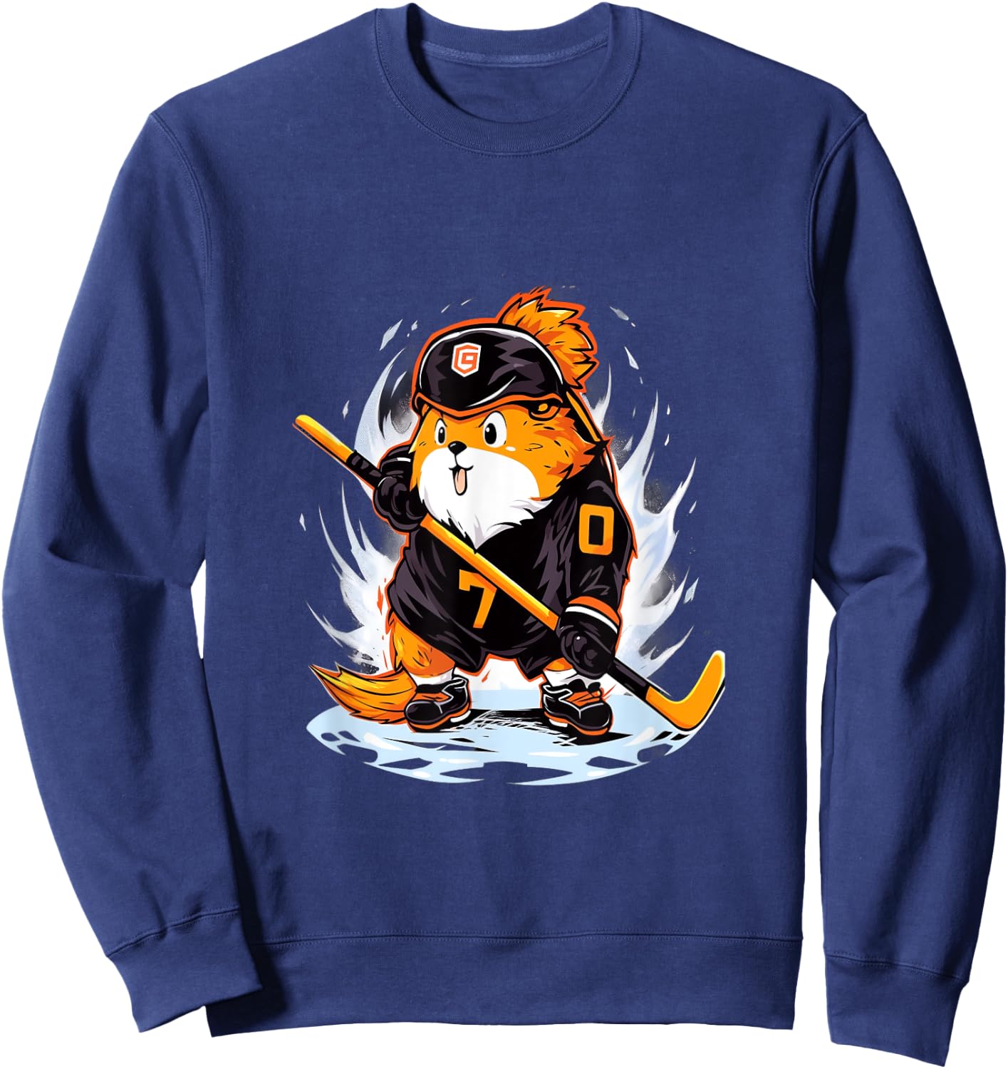 Guinea Pig Ice Hockey Player Hockey Stick Goalie Sweatshirt - Sweatshirt | Navy