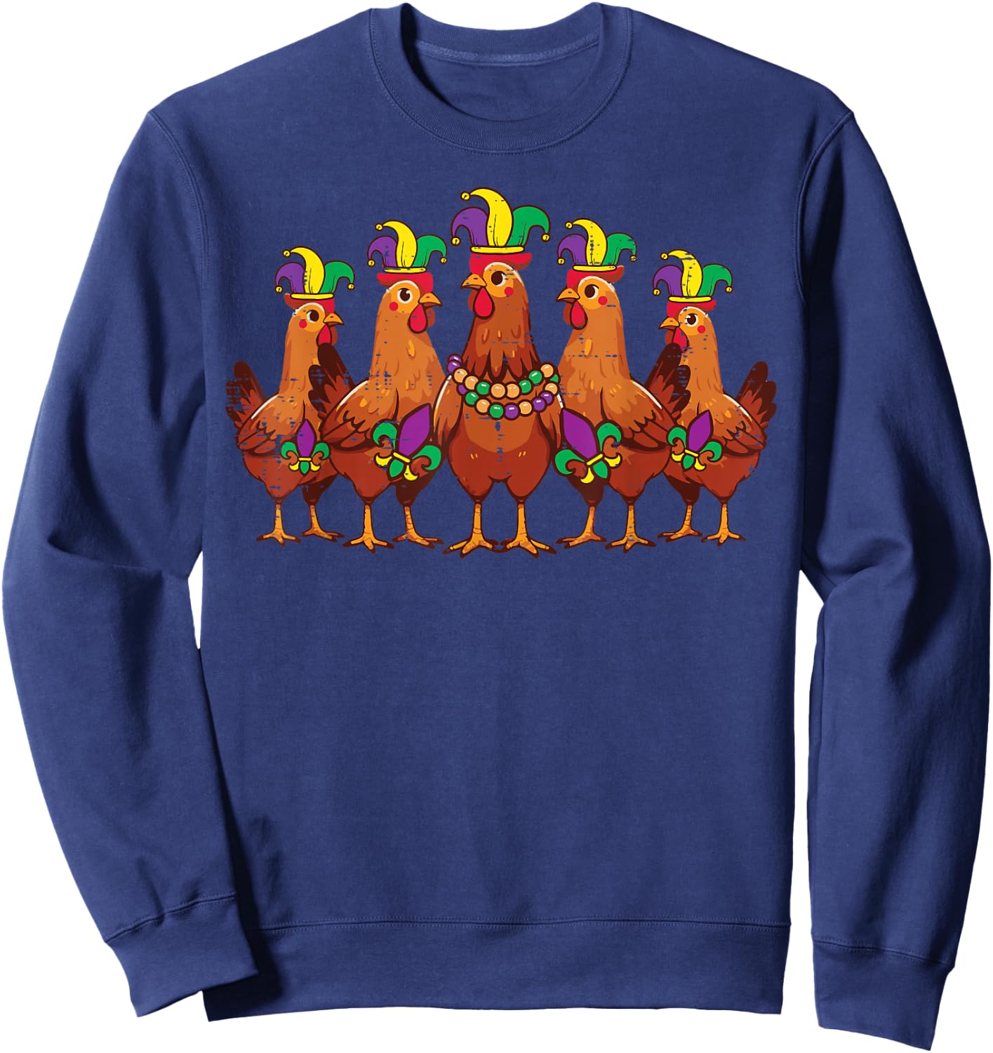Mardi Gras Chickens Fat Tuesday Farm Animal Men Women Kids Sweatshirt - Sweatshirt | Navy