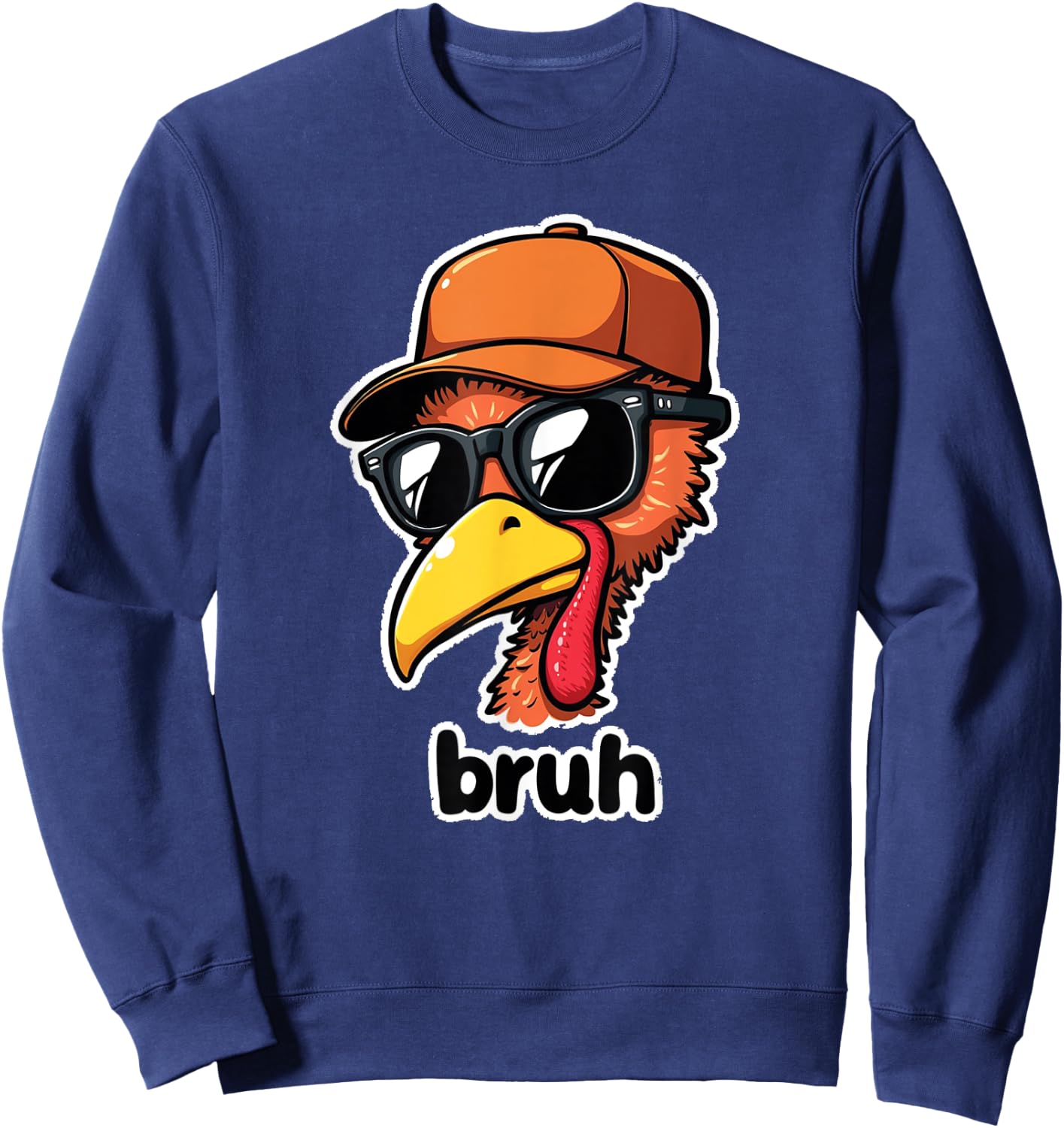 turkey face thanksgiving Bruh Boys Toddler youth man turkey Sweatshirt - Sweatshirt | Navy