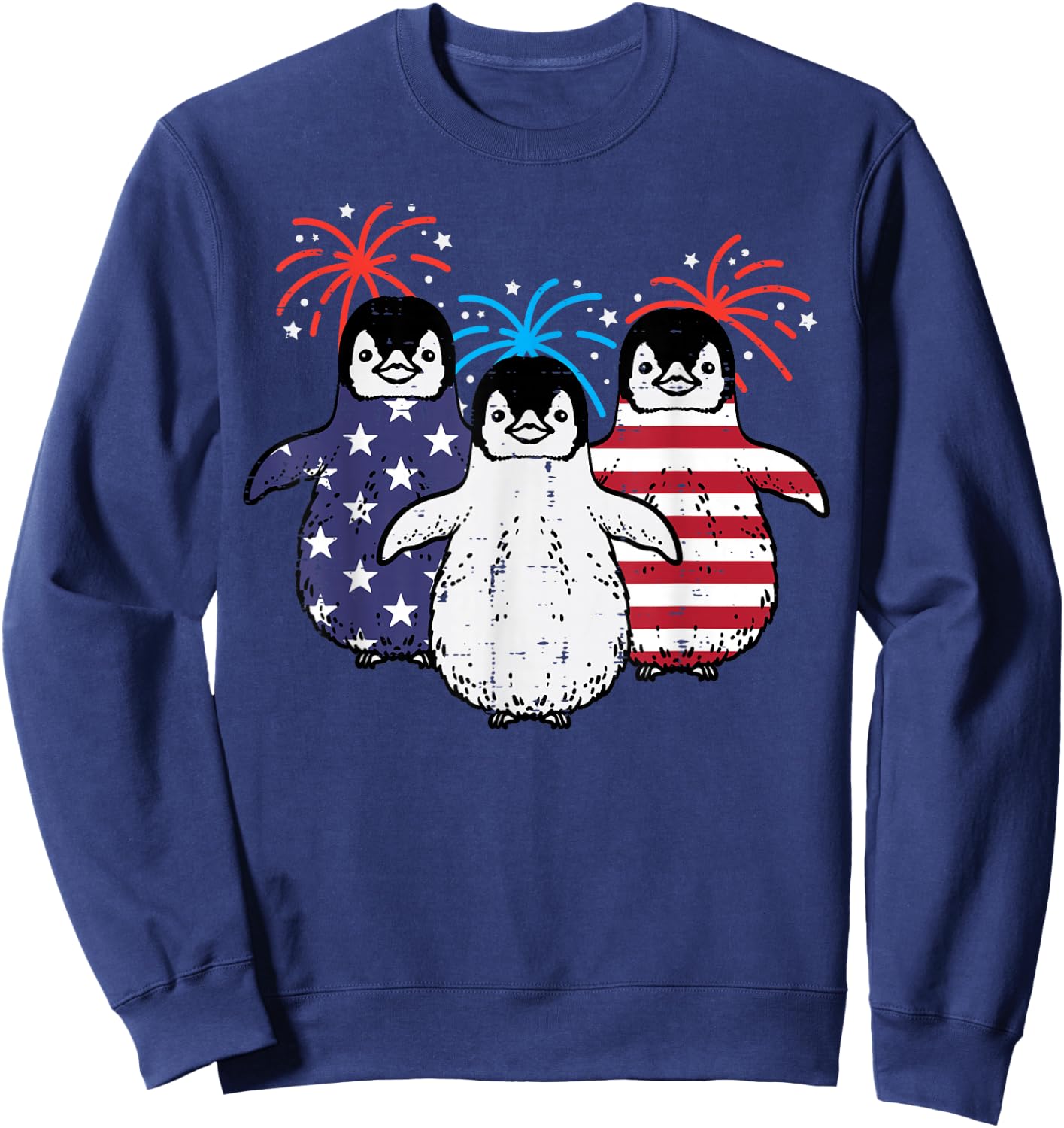 4th Of July American Flag Penguins Patriotic Men Women Kids Sweatshirt - Sweatshirt | Navy