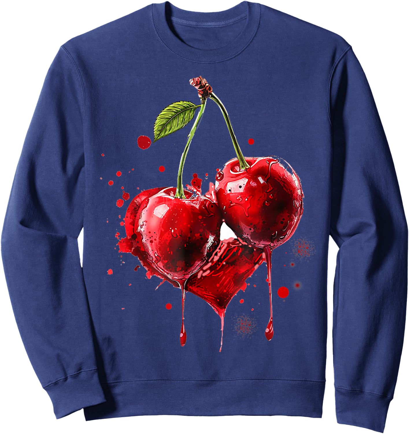 Kirschen Herzschlag Cherry Kirsche Frucht EKG Puls Sweatshirt - Sweatshirt | Navy