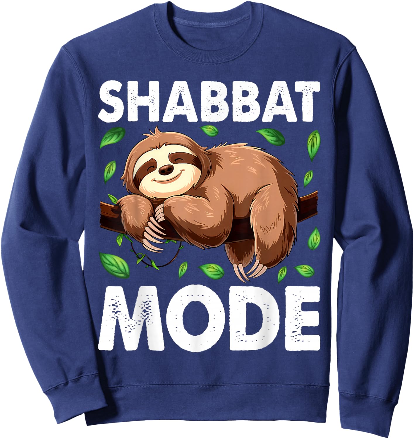 Shabbat Mode Sleepy Sloth shabbat Shalom Jewish Sabbath Sweatshirt - Sweatshirt | Navy