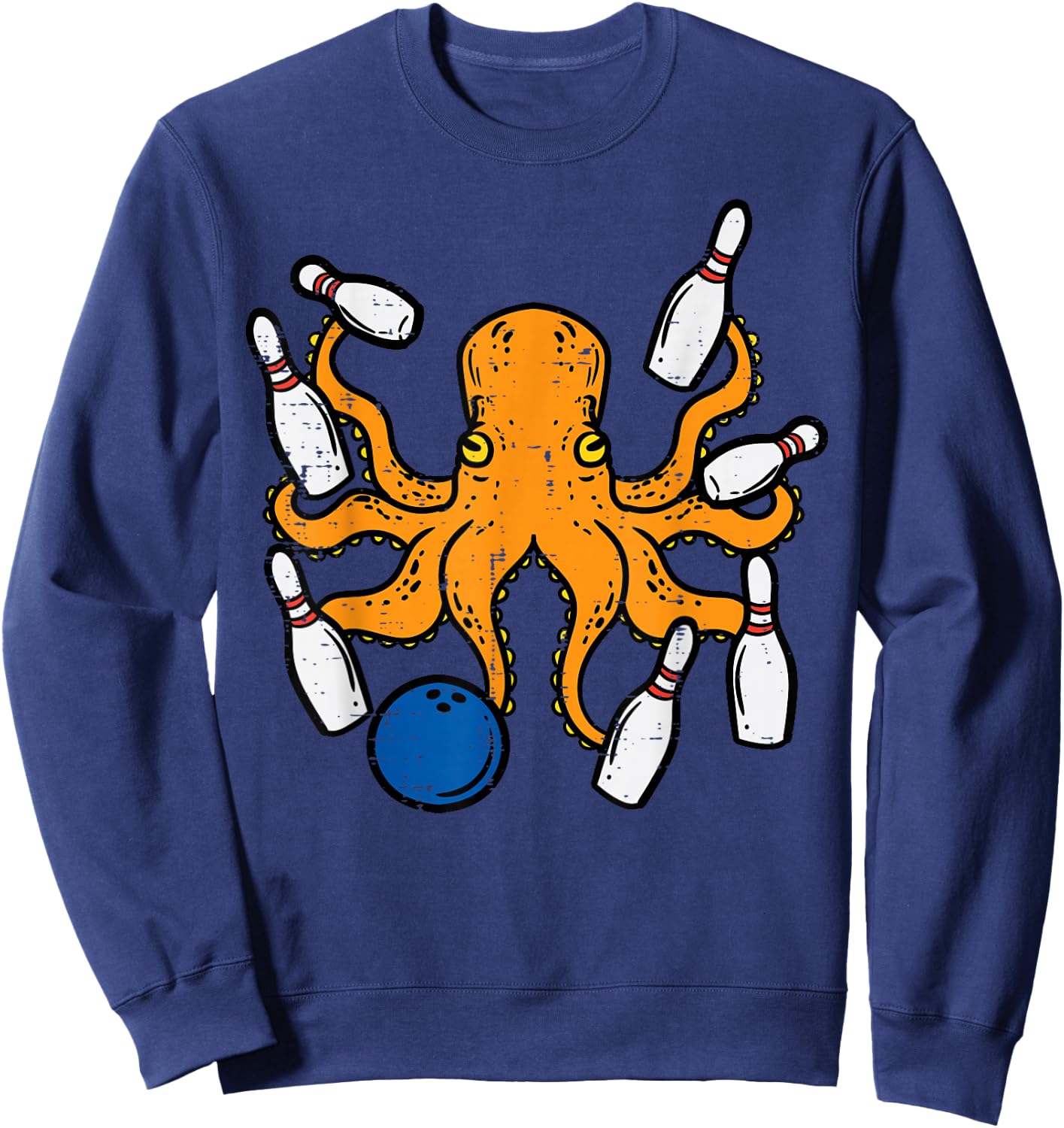 Octopus Bowling Funny Bowler Men Women Kids Boys Girls Youth Sweatshirt - Sweatshirt | Navy