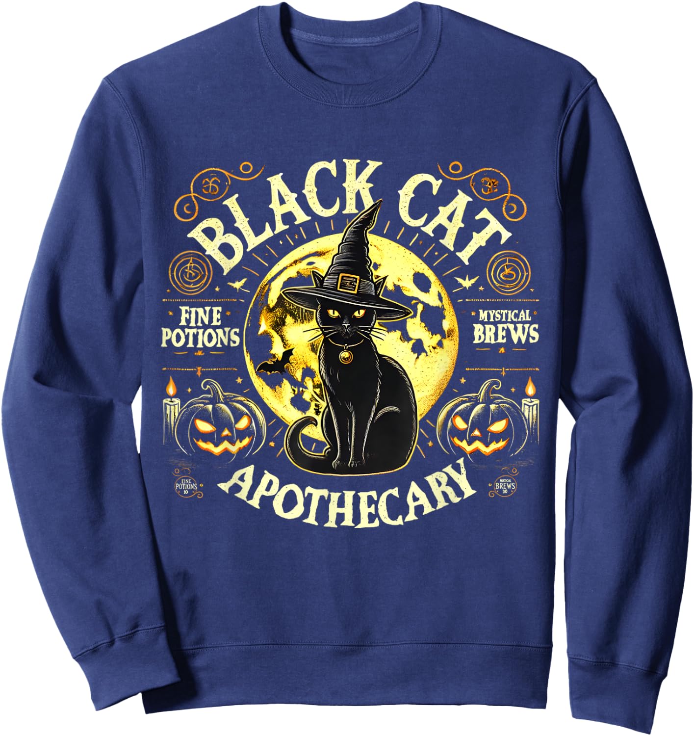 Salem The Cat Black Cat Apothecary Halloween Men Women Sweatshirt - Sweatshirt | Navy