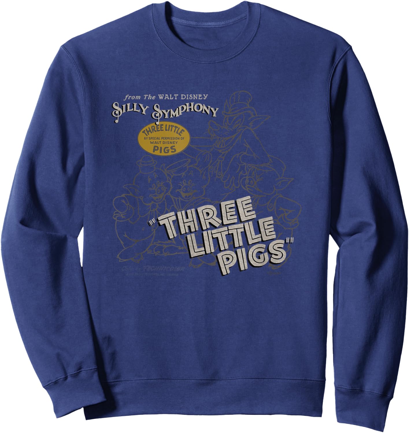 Disney 100 Three Little Pigs Silly Symphony Vintage D100 Sweatshirt - Sweatshirt | Navy