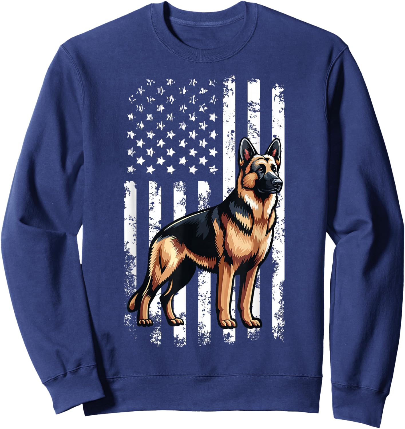 Patriotic German Shepherd AMERICAN FLAG 4th Of July Shepherd Sweatshirt - Sweatshirt | Navy