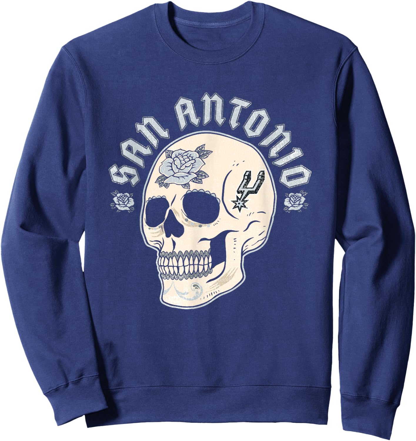 NBA San Antonio Spurs Halloween-Totenkopf mit Blumenmuster Sweatshirt - Sweatshirt | Navy