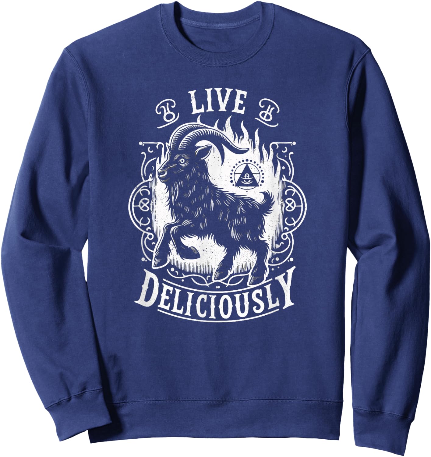 Vintage Witch Horror Goth Occult Live Deliciously Sweatshirt - Sweatshirt | Navy