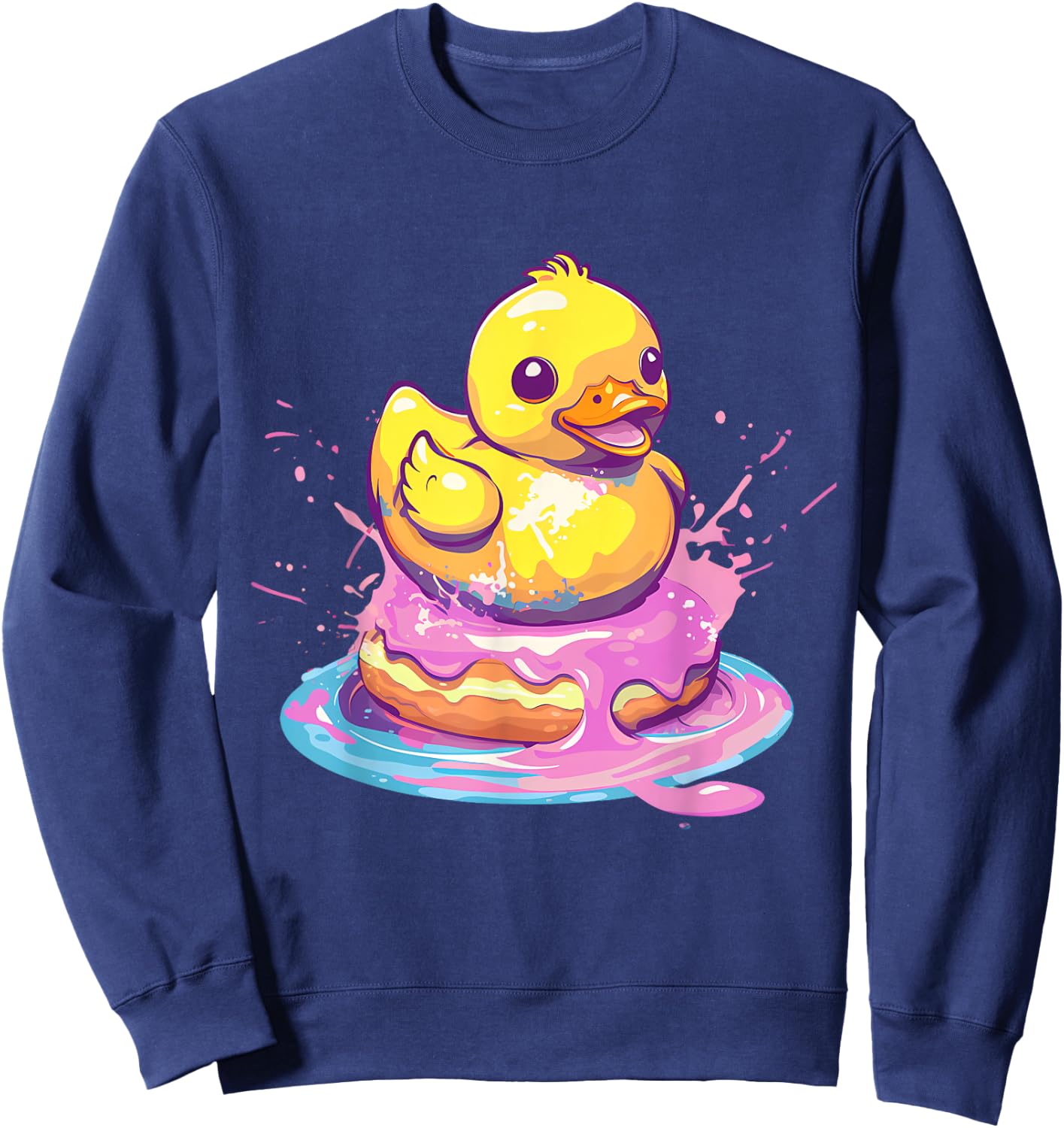 Rubber Duck Rubber Duckie Duck Lover Donut Rubber Duckling Sweatshirt - Sweatshirt | Navy