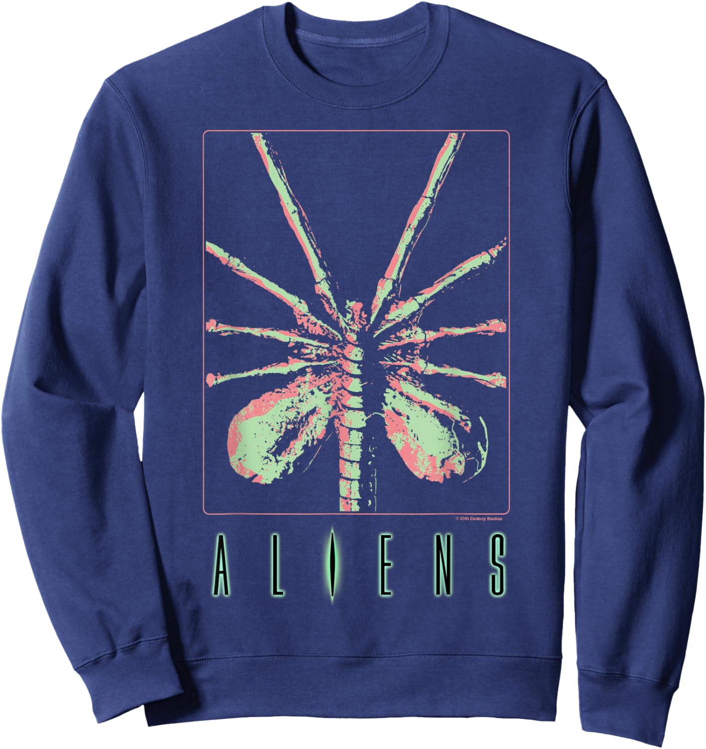 Aliens Iconic Facehugger Ready To Attack Big Chest Poster Sweatshirt - Sweatshirt | Navy