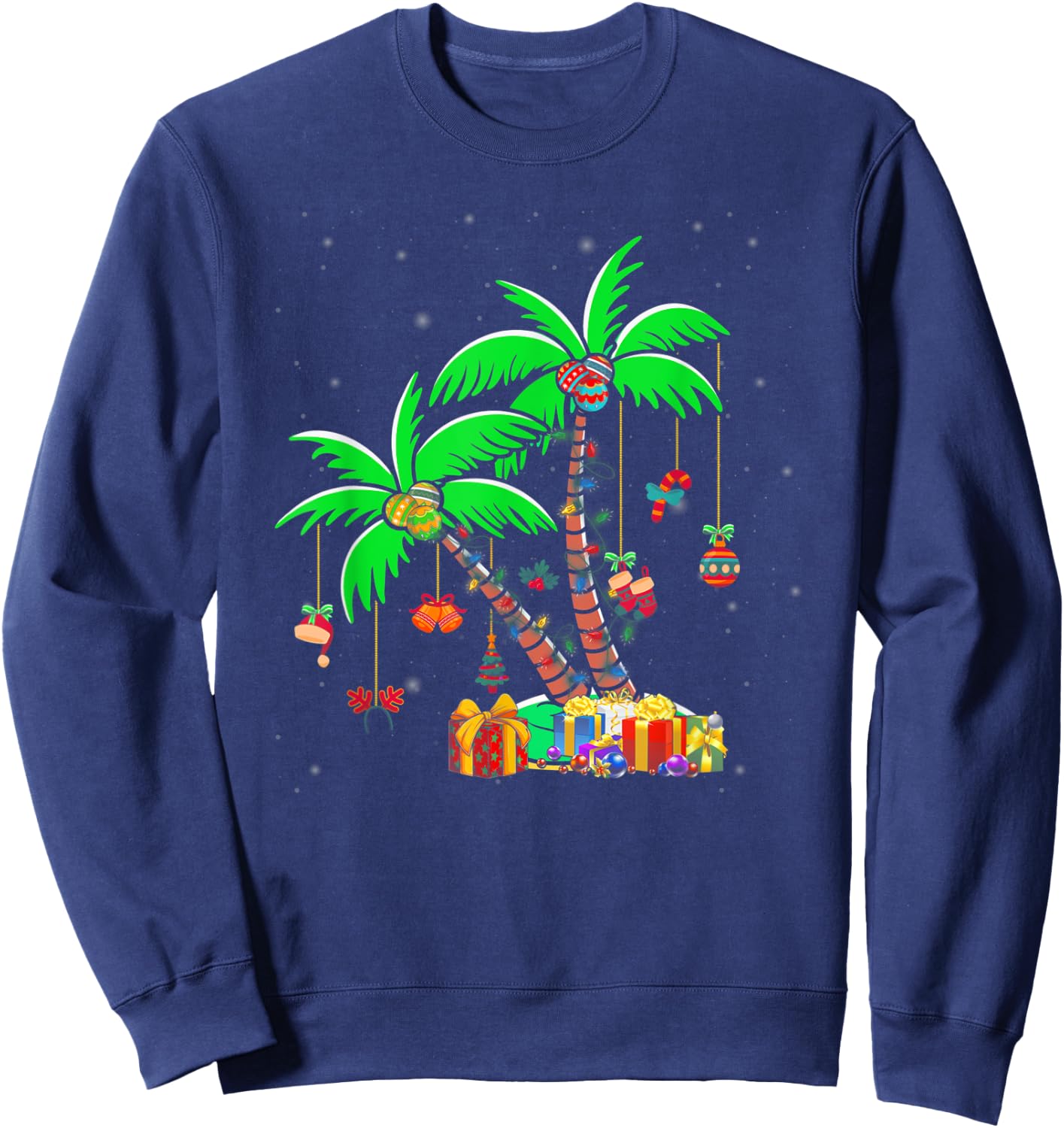 Christmas Palm Tree Tropical Xmas Coconut Lights Sweatshirt - Sweatshirt | Navy