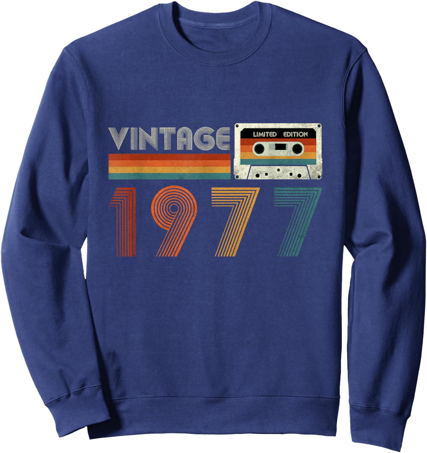 Retro Cassette Vintage 1977 Limited Edition Birthday 47 , Black, S Sweatshirt - Sweatshirt | Navy