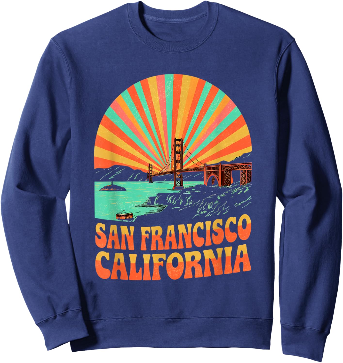 Retro San Francisco California California Sunset Souvenir Sweatshirt - Sweatshirt | Navy