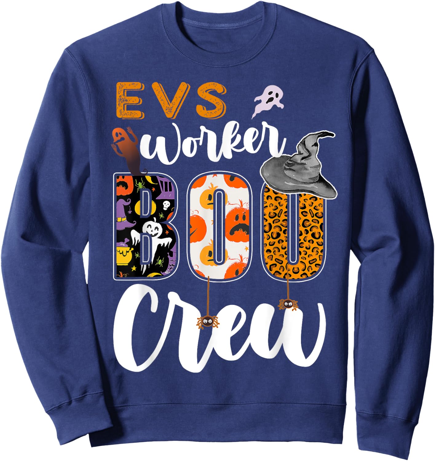 EVS Worker Boo Crew Halloween Environmental Services Match Sweatshirt - Sweatshirt | Navy