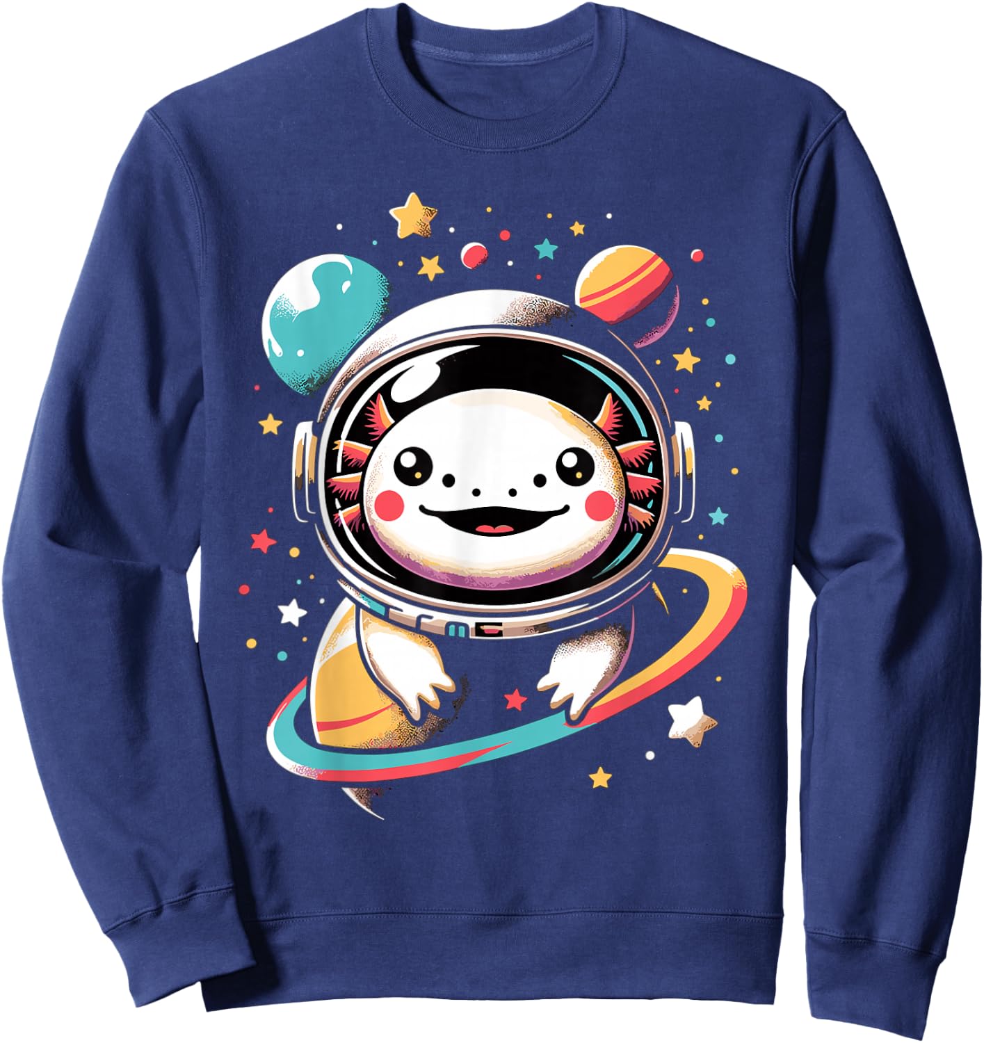 Cute Space Axolotl Kawaii Anime Space Sweatshirt - Sweatshirt | Navy