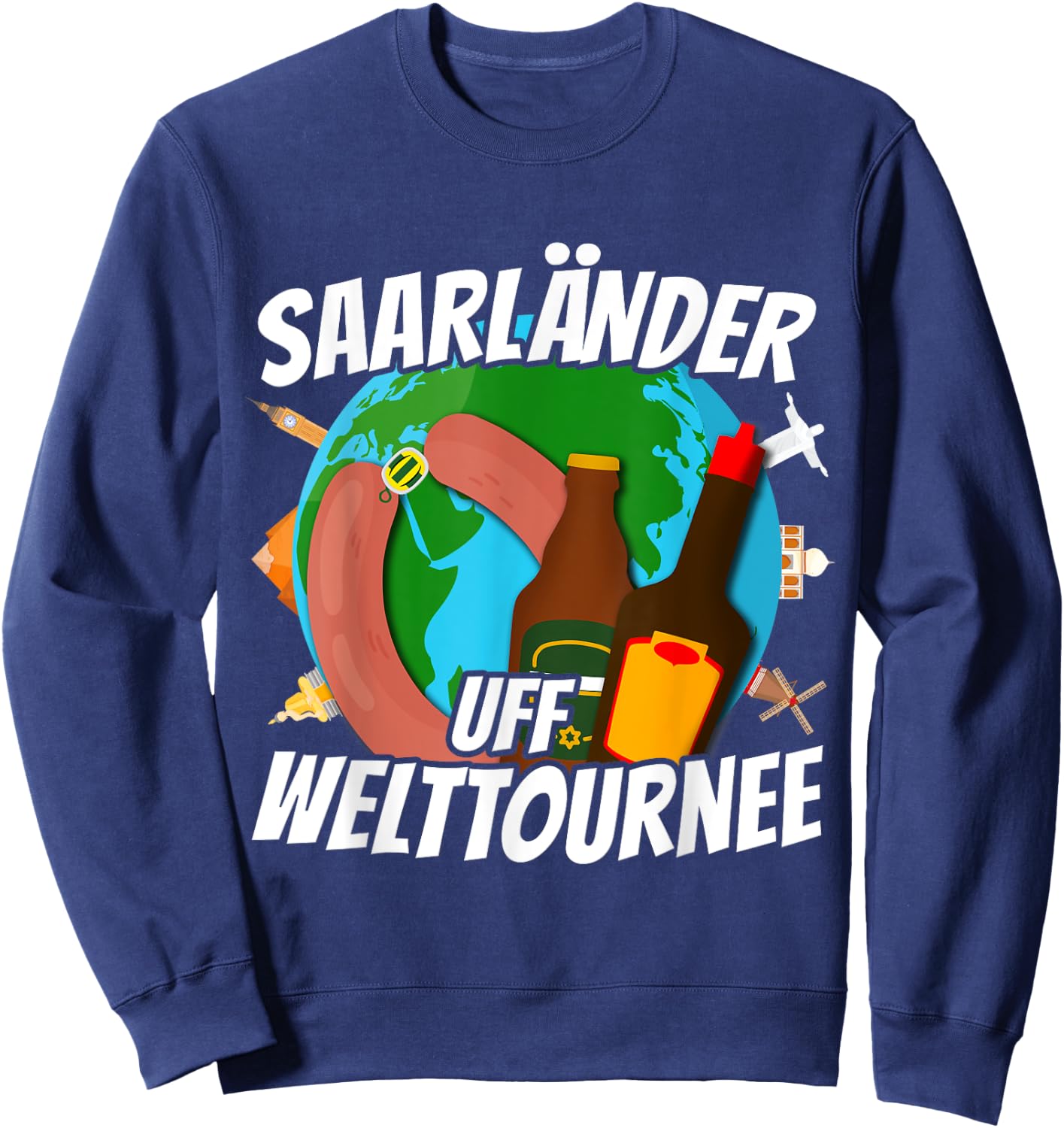 Saarländer auf WeltTournee Saarland Liebe Travel , black, s Sweatshirt - Sweatshirt | Navy