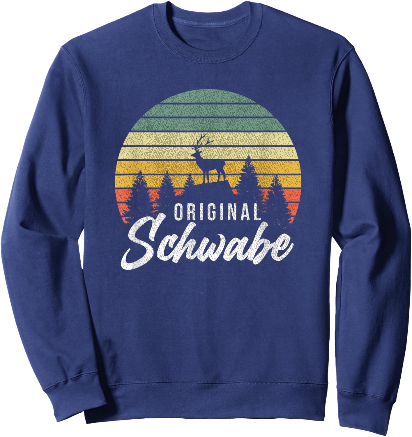 Hirsch Wald Original Schwabe Souvenir Urlaub Wandern Sweatshirt - Sweatshirt | Navy
