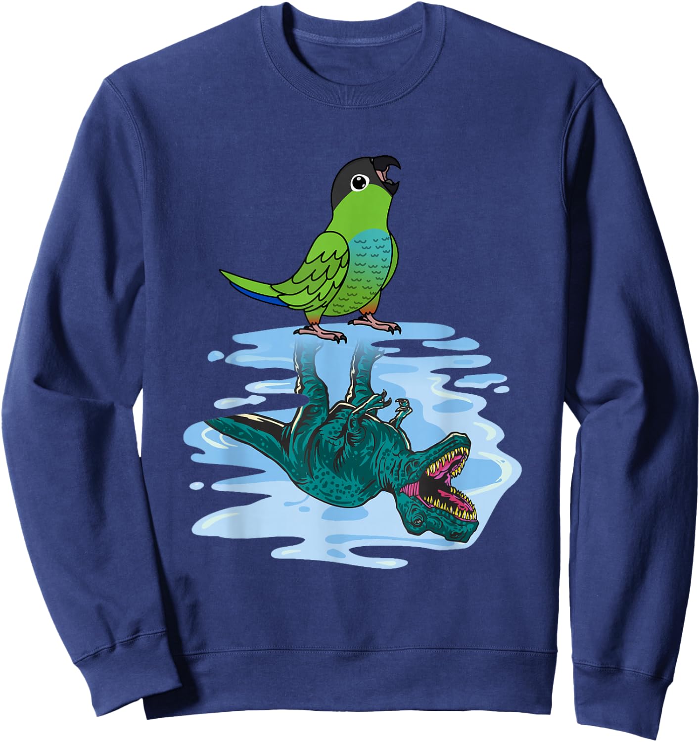 Parrot & T Rex: Mirror Image by Nanday Conure Sweatshirt - Sweatshirt | Navy