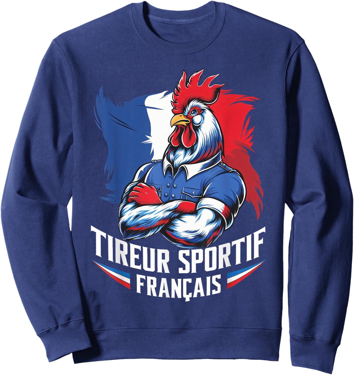 French Sporty Shooter, Shooting Stand Humor Airsoft Pride , Black, S Sweatshirt - Sweatshirt | Navy