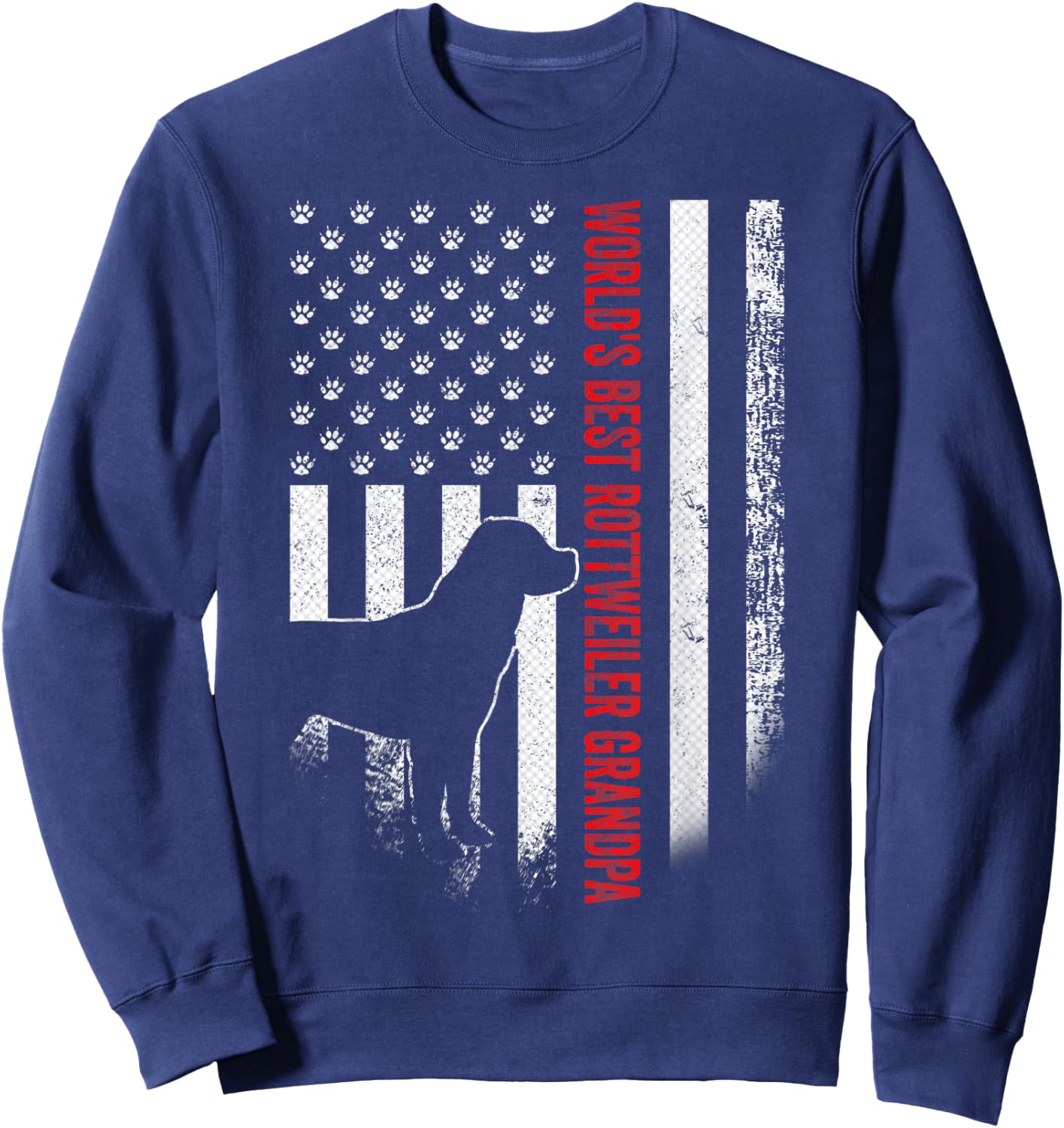 Vintage American Flag World's Best Rottweiler Grandpa Funny Men Sweatshirt - Sweatshirt | Navy