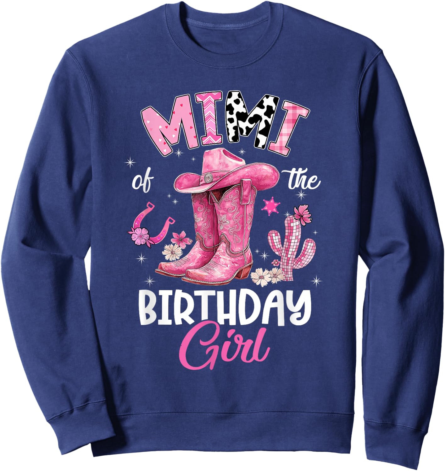 Mimi of The Birthday Girl Pink Cowgirl Western Cow Girl Sweatshirt - Sweatshirt | Navy