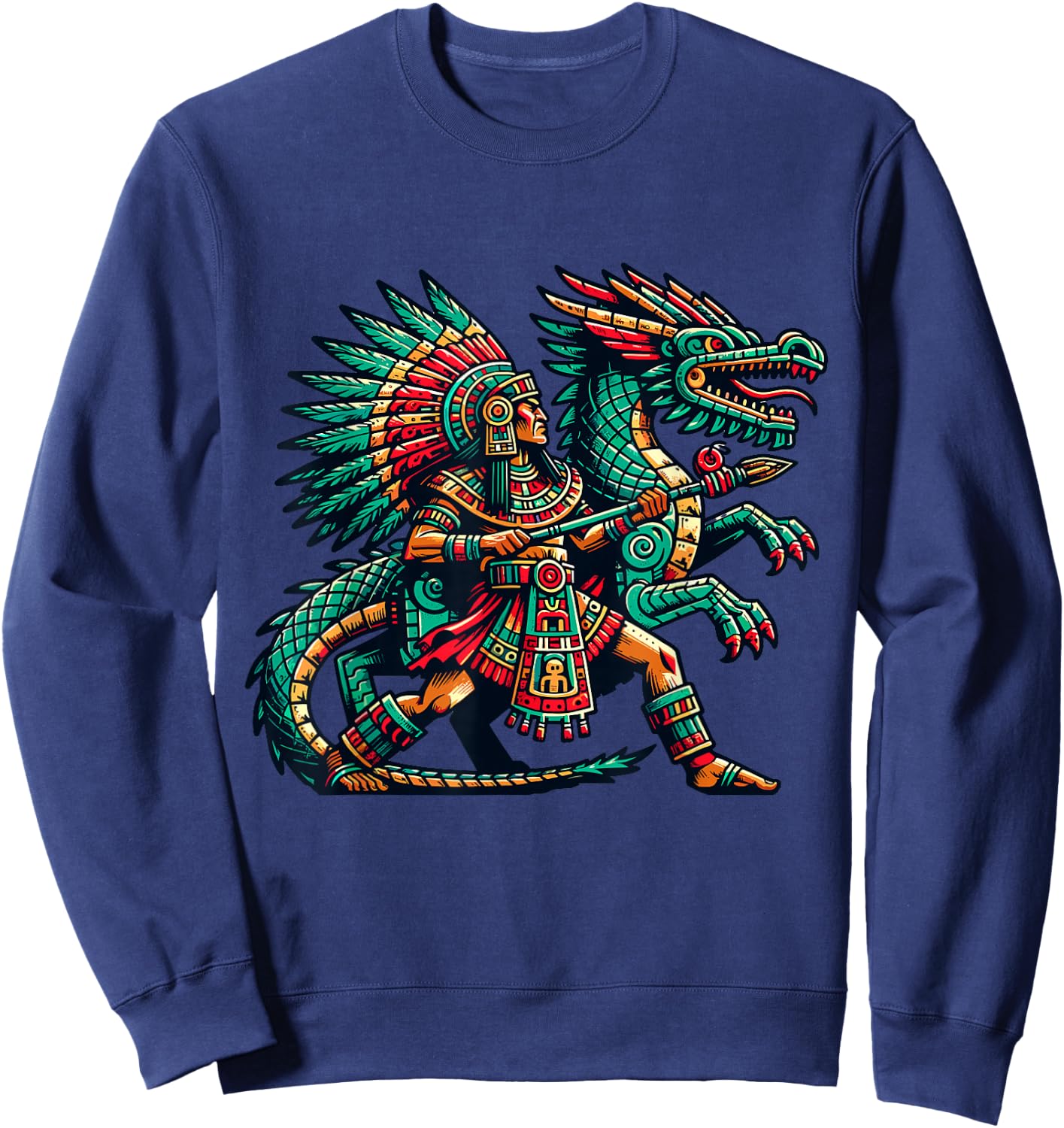 Aztec Dragon Warrior Quetzalcoatl Sweatshirt - Sweatshirt | Navy
