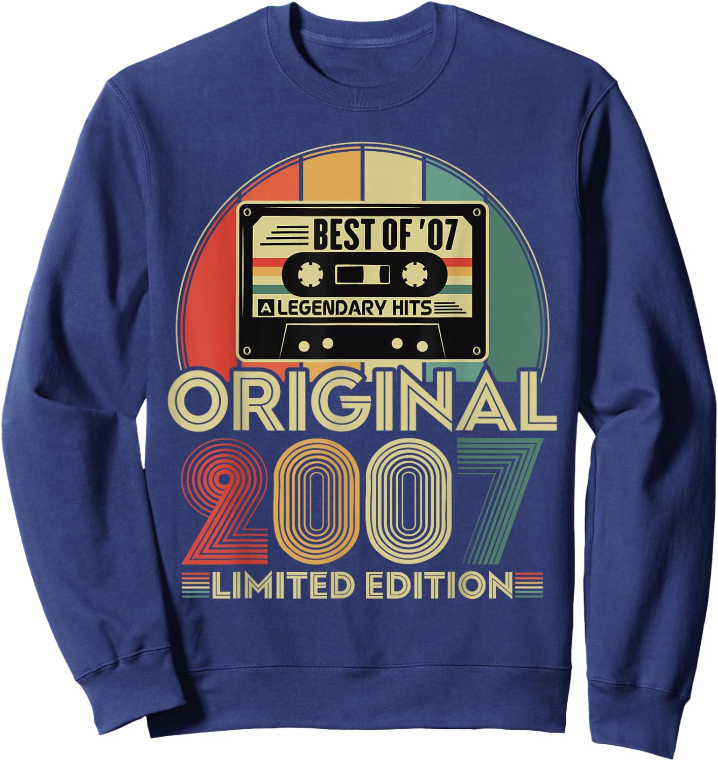 Original 2007 Vintage Birthday 18 Years Boys and Girls , Black, S Sweatshirt - Sweatshirt | Navy