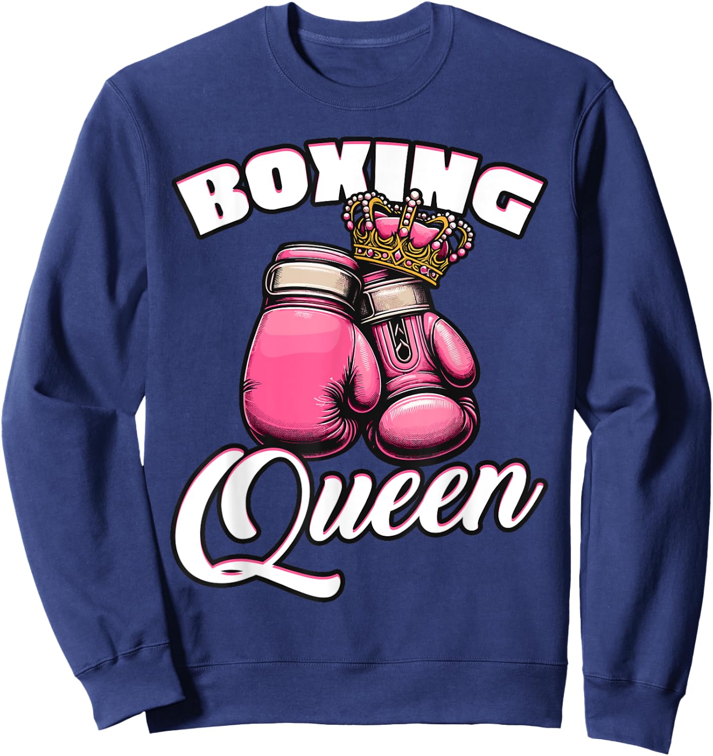 Pink Gloves Crown Boxing Lover Sweatshirt - Sweatshirt | Navy