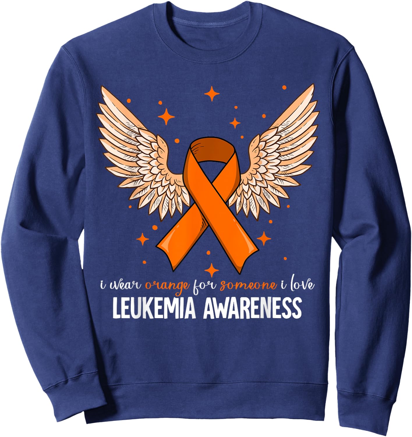 Leukemia Cancer Awareness - Black - Women's - Small - Short Sleeve - - Classic Fit - 100% Polyester - Orange Leukemia Awareness Design Sweatshirt - Sweatshirt | Navy