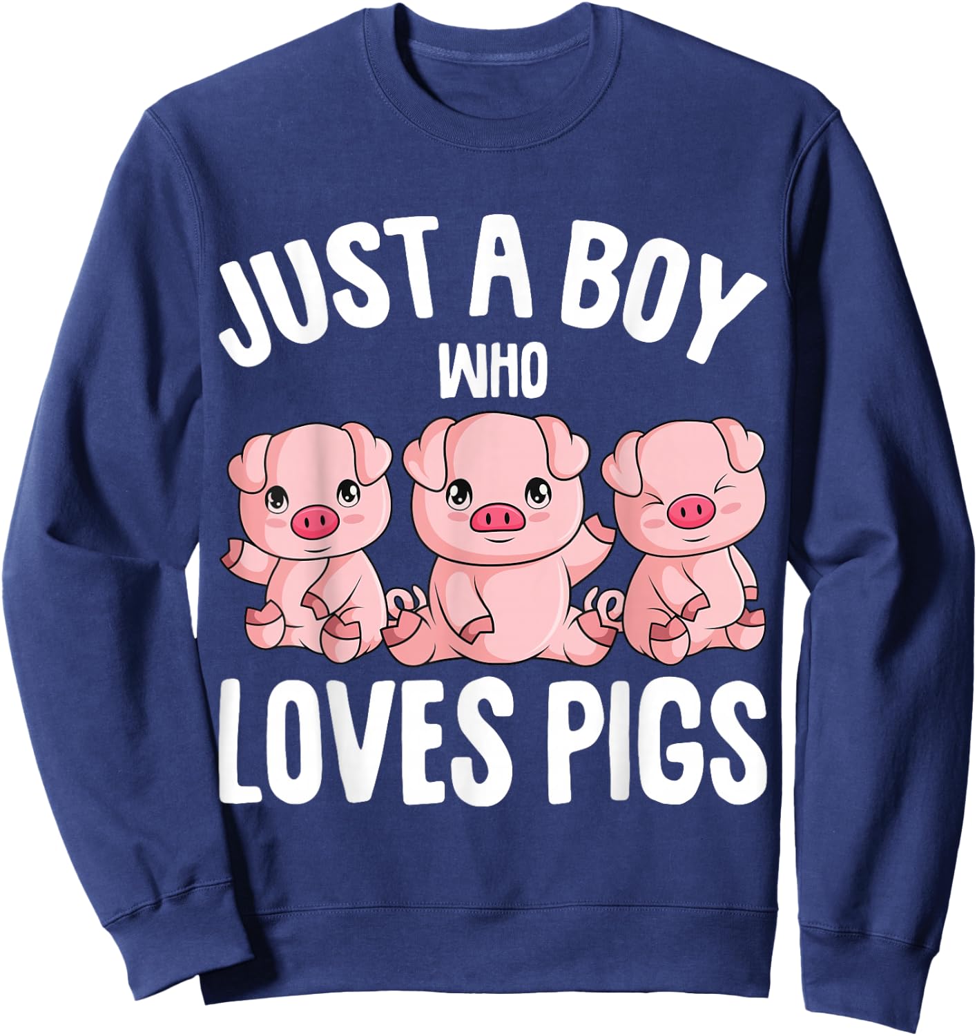 Just A Boy Who Loves Pigs Kids Boys Sweatshirt - Sweatshirt | Navy