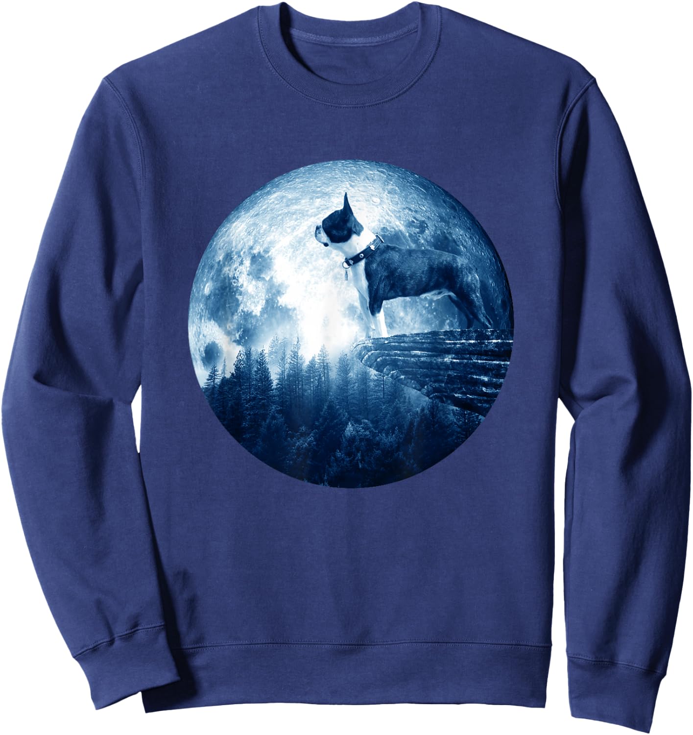Boston Terrier Dog Moon Dog Mom Dad Women Men Dog Lovers Sweatshirt - Sweatshirt | Navy