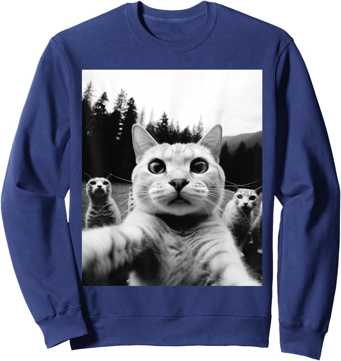 Cat Funny Cat Selfie Cat Owner Shirt Fun , black Sweatshirt - Sweatshirt | Navy