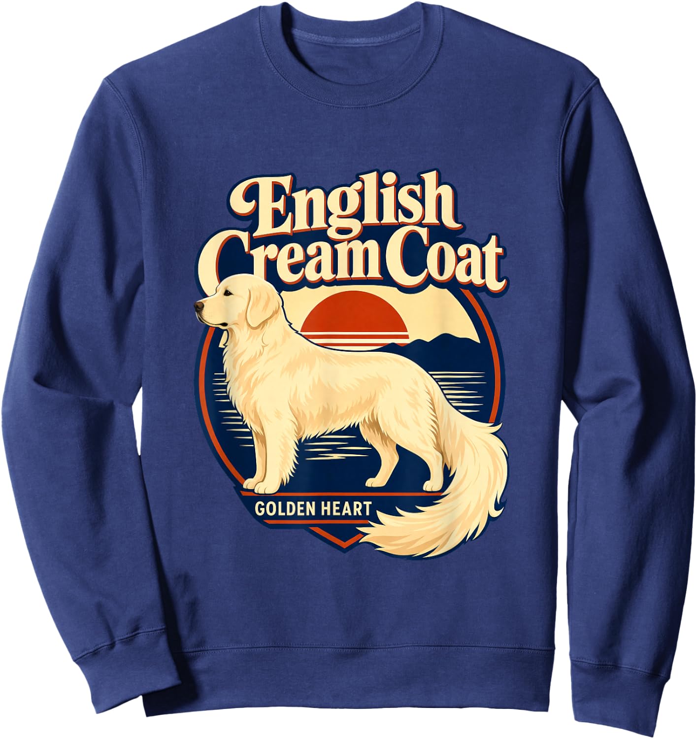 English Cream Golden Retriever, Golden Heart Sweatshirt - Sweatshirt | Navy