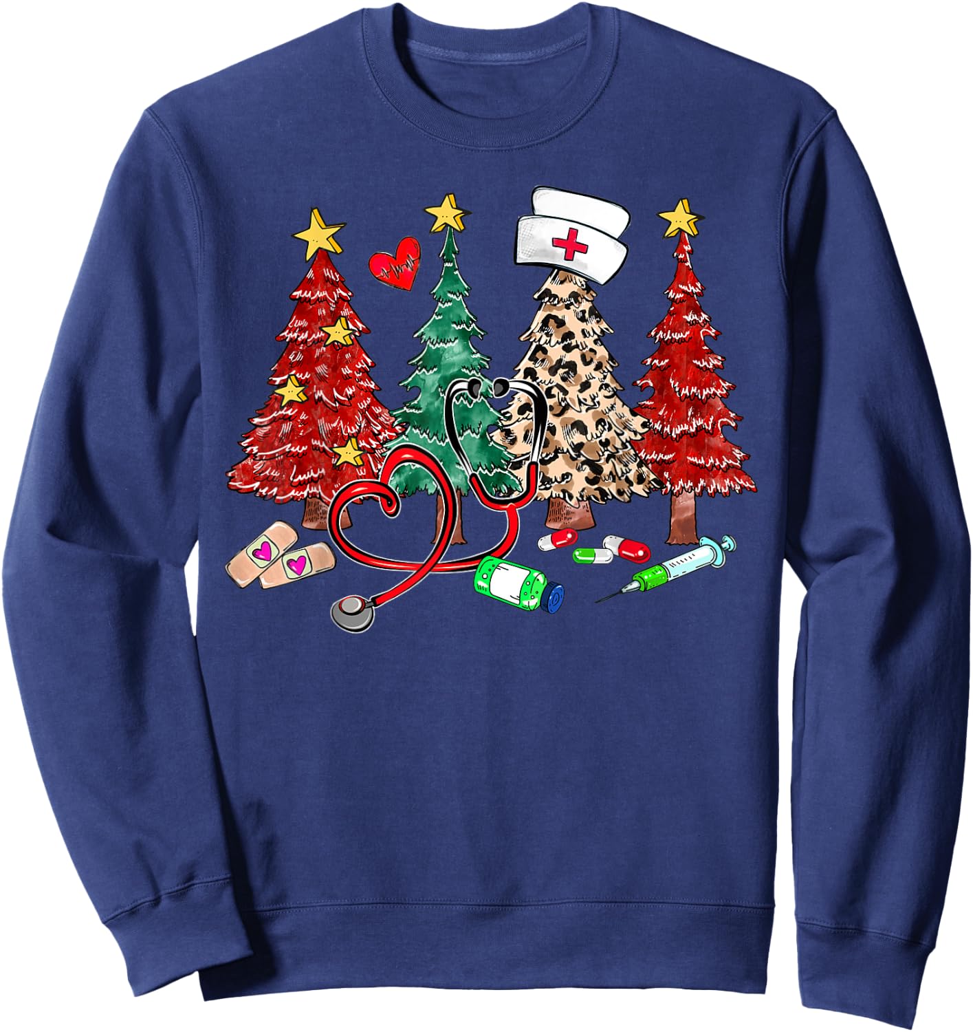 Christmas Nurse , Nurse Christmas Shirt Gift Sweatshirt - Sweatshirt | Navy