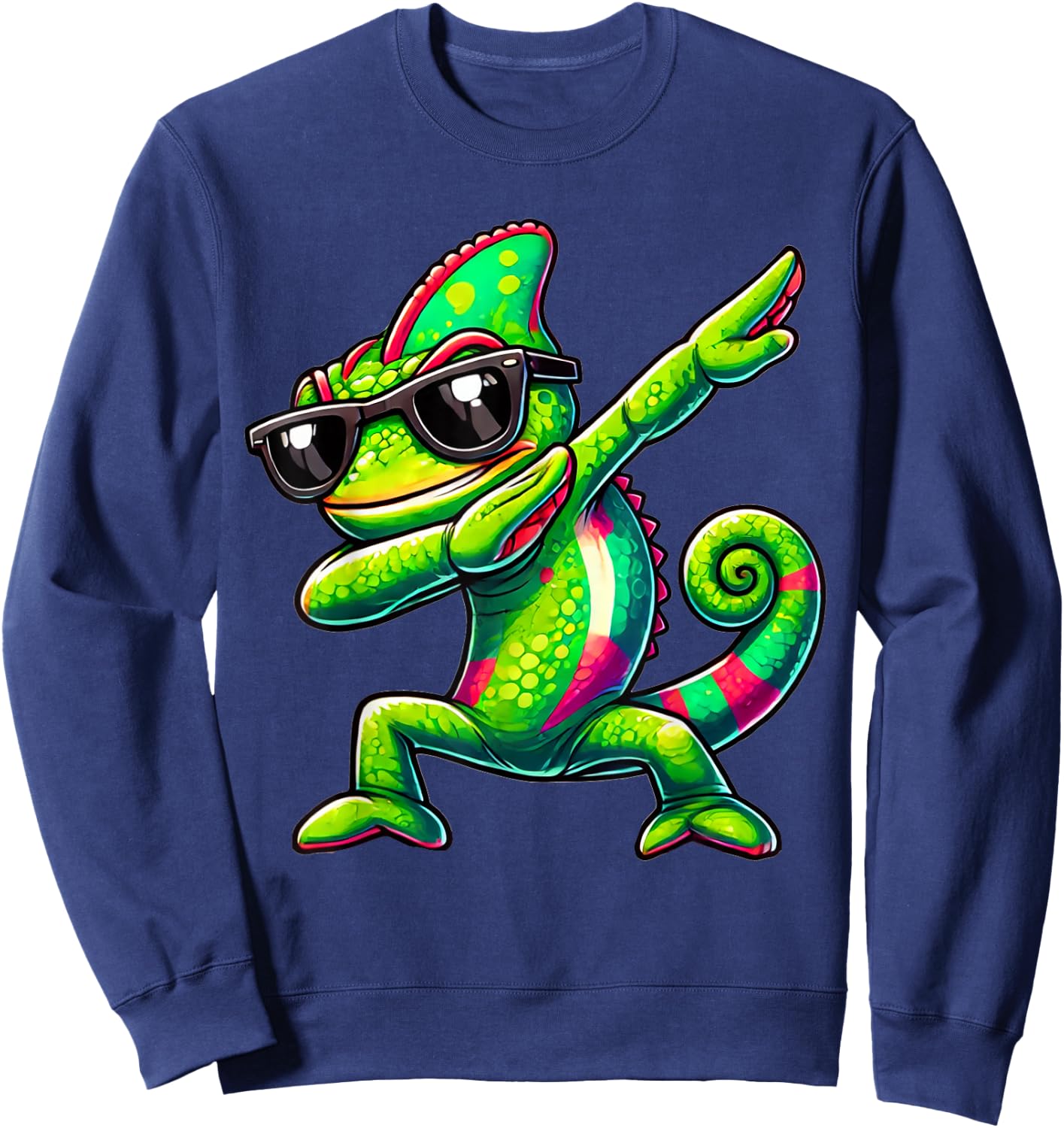 Dabbing Chameleon Funny Chameleon Gift Chameleon , black Sweatshirt - Sweatshirt | Navy