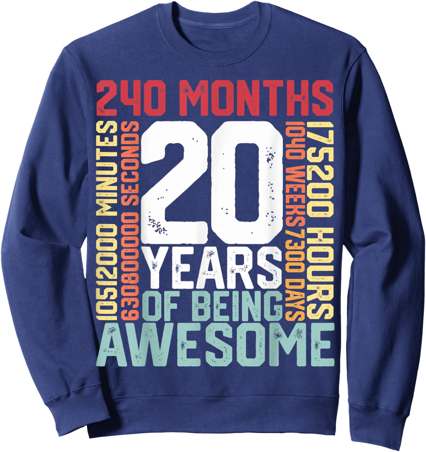 20 years of being Awesome Months weeks days special birthday Sweatshirt - Sweatshirt | Navy