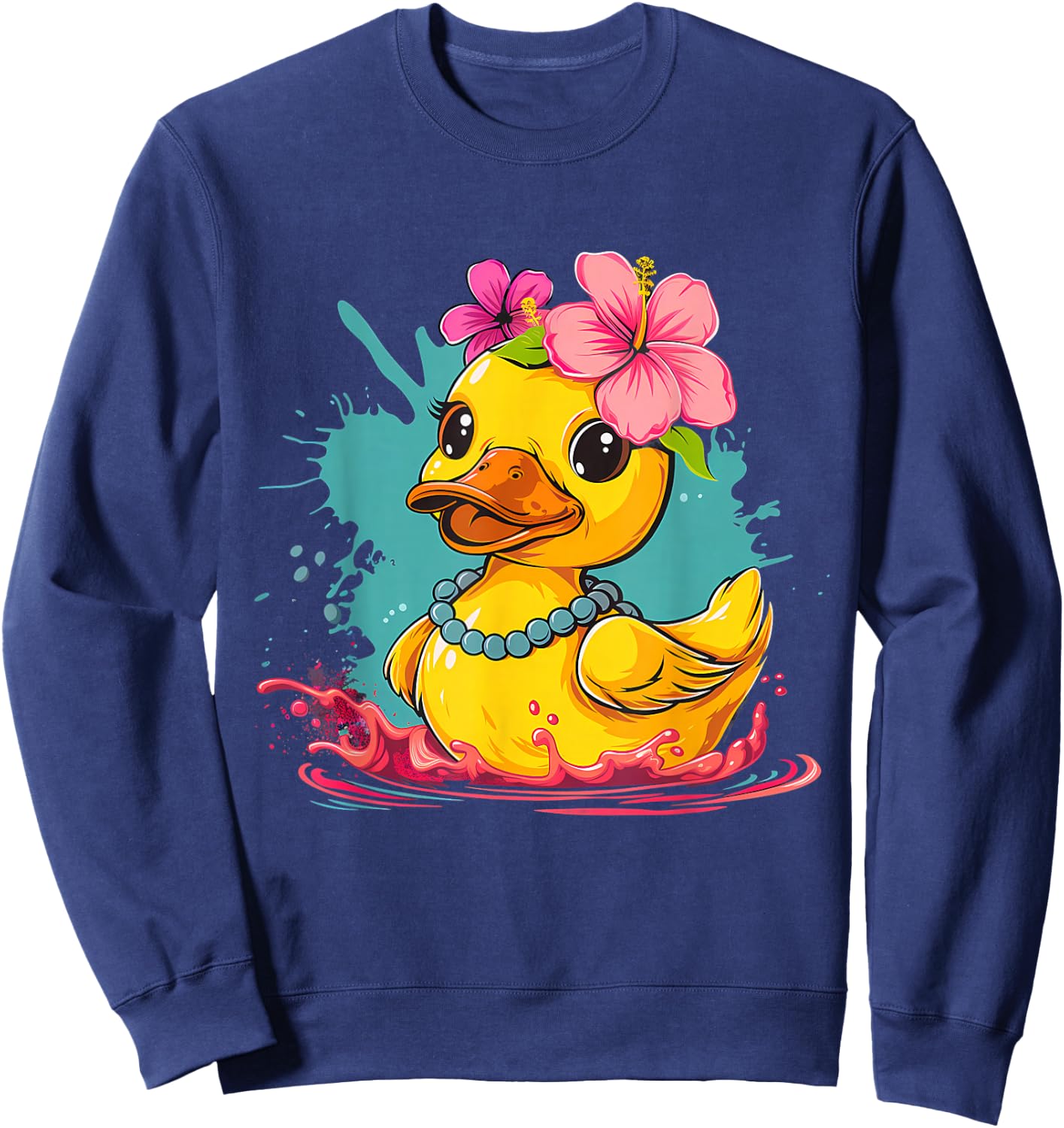 Rubber Duck Rubber Duckie Hawaii Rubber Duckling Hawaiian Sweatshirt - Sweatshirt | Navy