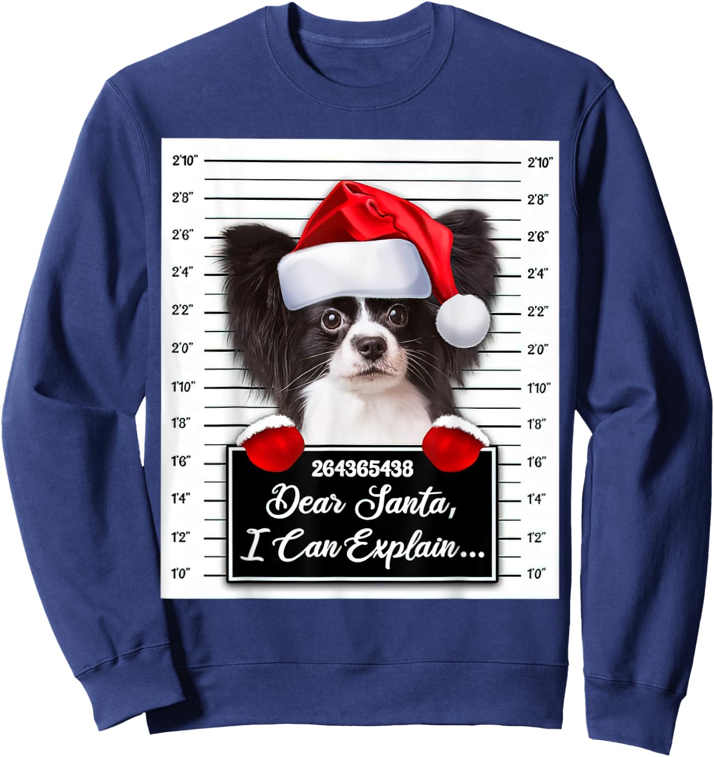 Dear Santa I Can Explain Funny Christmas Papillon Xmas Sweatshirt - Sweatshirt | Navy
