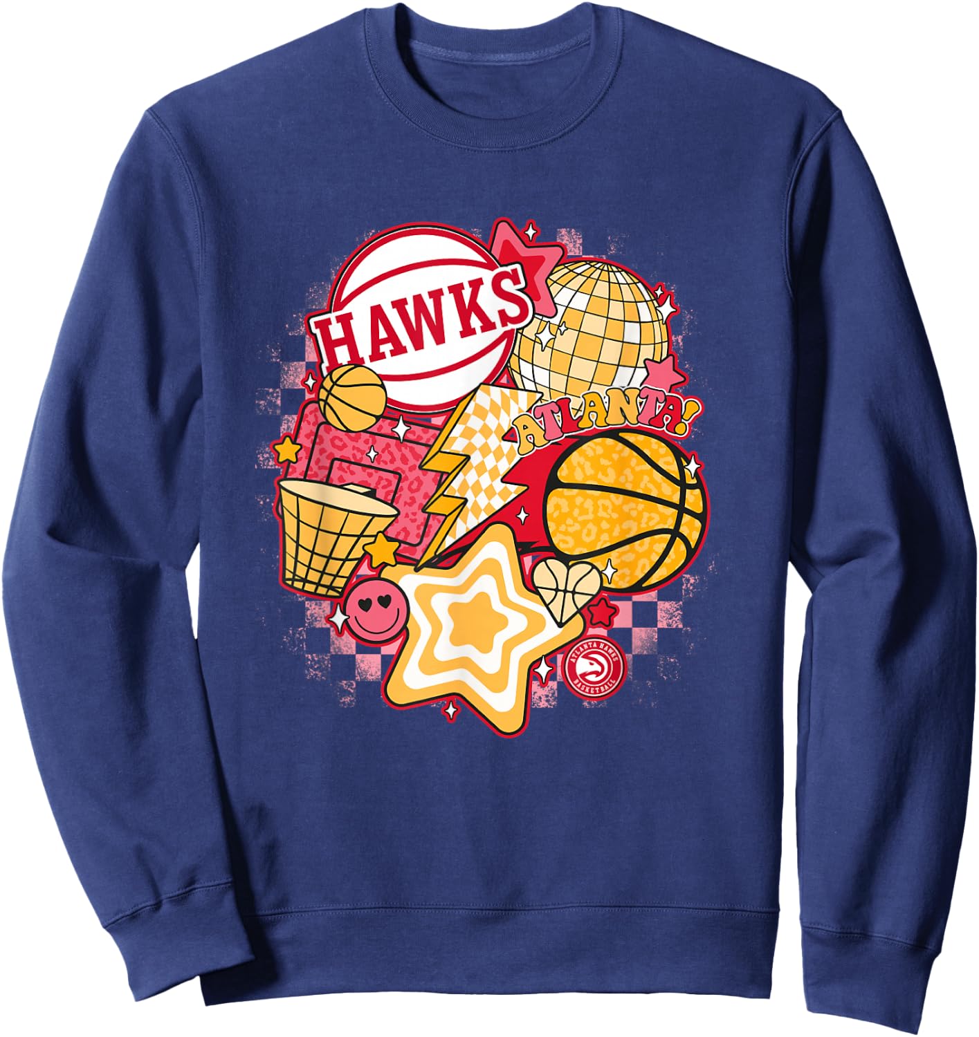 NBA Atlanta Hawks Psychedelic Basketball Collage Sweatshirt - Sweatshirt | Navy