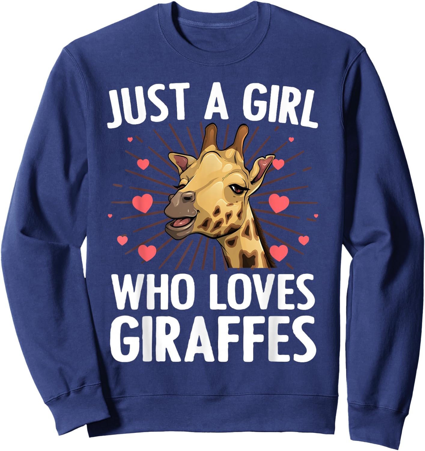 Funny Giraffe Design Girls Safari Giraffe Lovers Sweatshirt - Sweatshirt | Navy