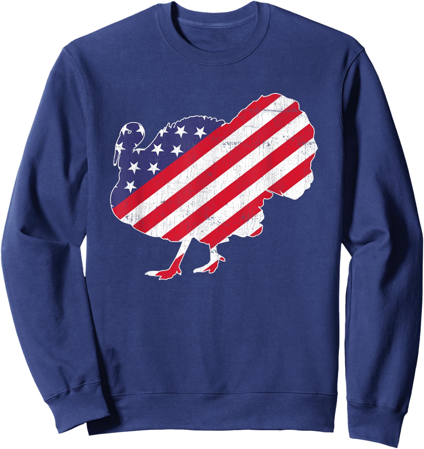 Vintage Turkey 4th of July Patriotic American Flag Sweatshirt - Sweatshirt | Navy