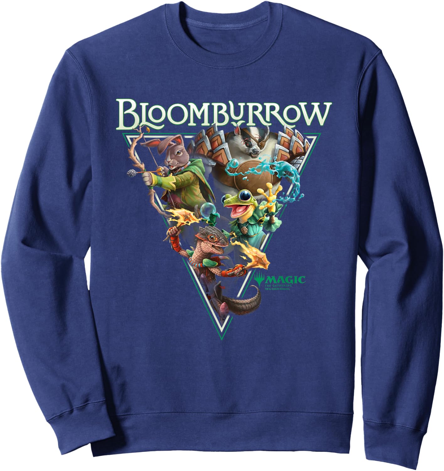 Magic: The Gathering Bloomburrow Portrait Vintage , Black, S Sweatshirt - Sweatshirt | Navy
