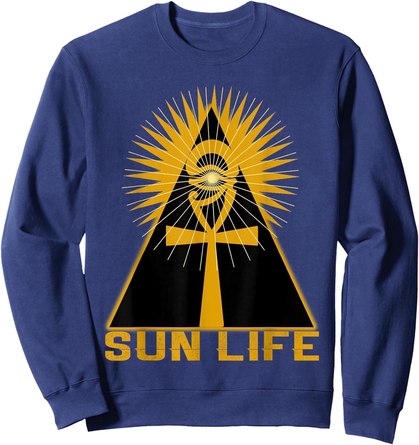 Ancient Egyptian Kemetic Ankh Pyramid Sun Life Sweatshirt - Sweatshirt | Navy