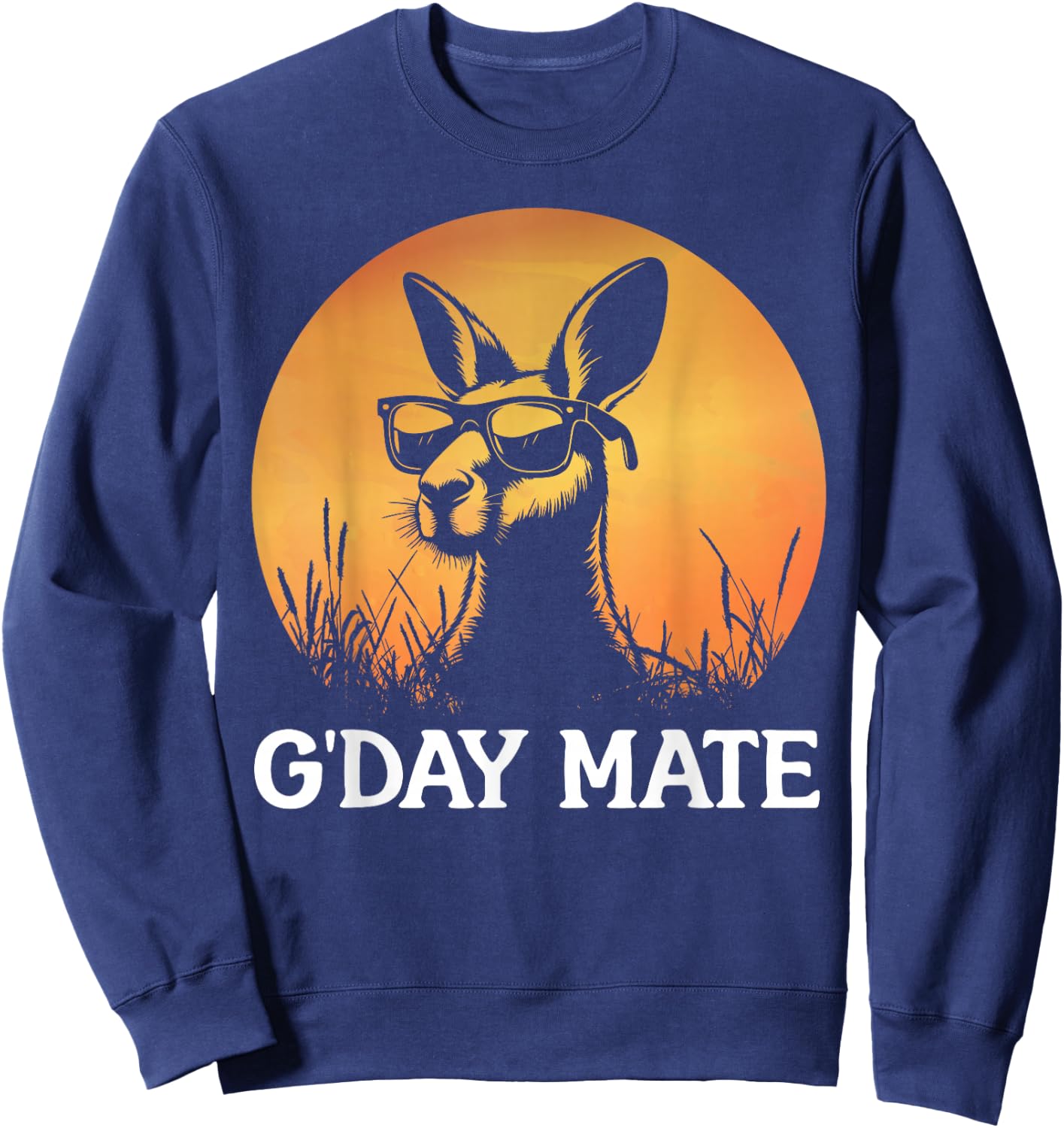 Funny Kangaroo With Sunglasses Sunset Australia G'Day Mate Sweatshirt - Sweatshirt | Navy