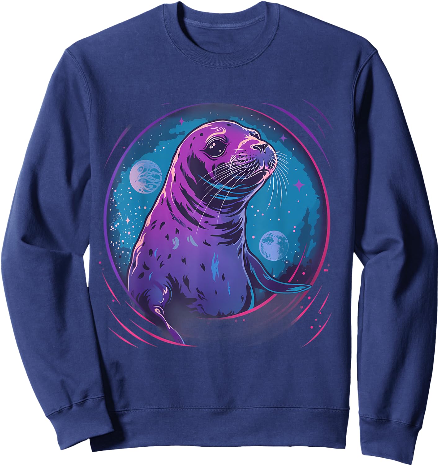 Seal Sea Ocean Animal Lover Artwork Motif Marine Mammal Sweatshirt - Sweatshirt | Navy