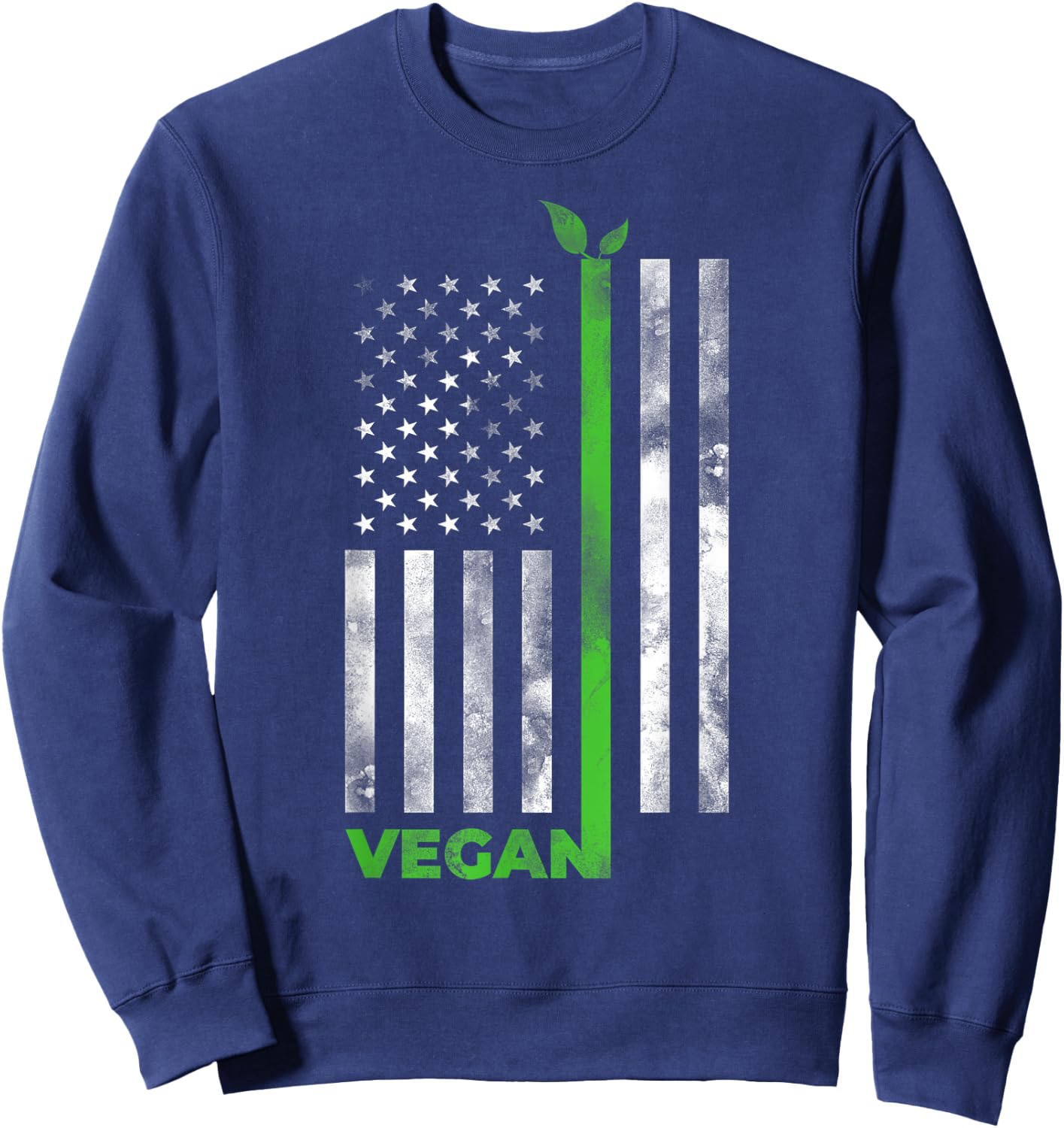 Vegan USA American Flag | Vegetarian Farming Shirt Men Sweatshirt - Sweatshirt | Navy