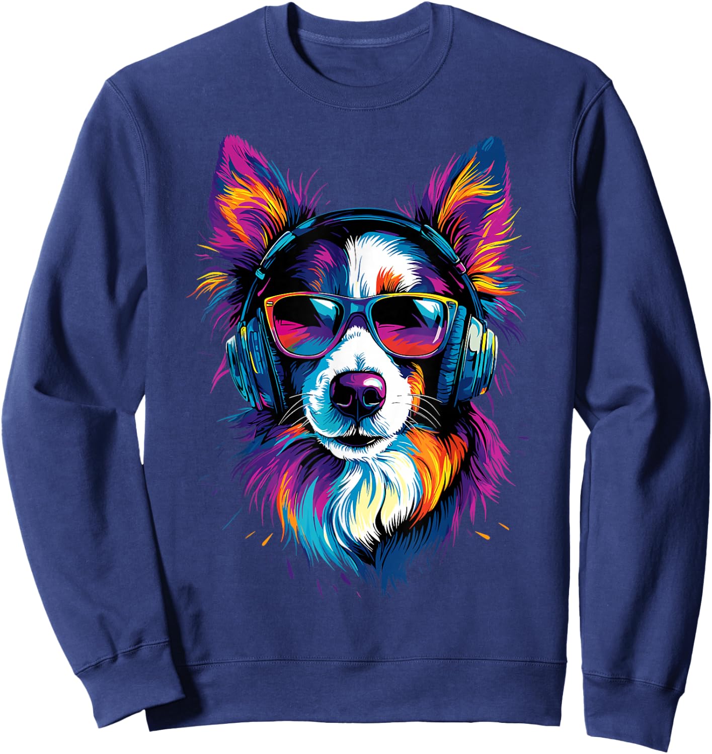 Border Collie mit Sonnenbrille Welpe Süße Border Collies Sweatshirt - Sweatshirt | Navy