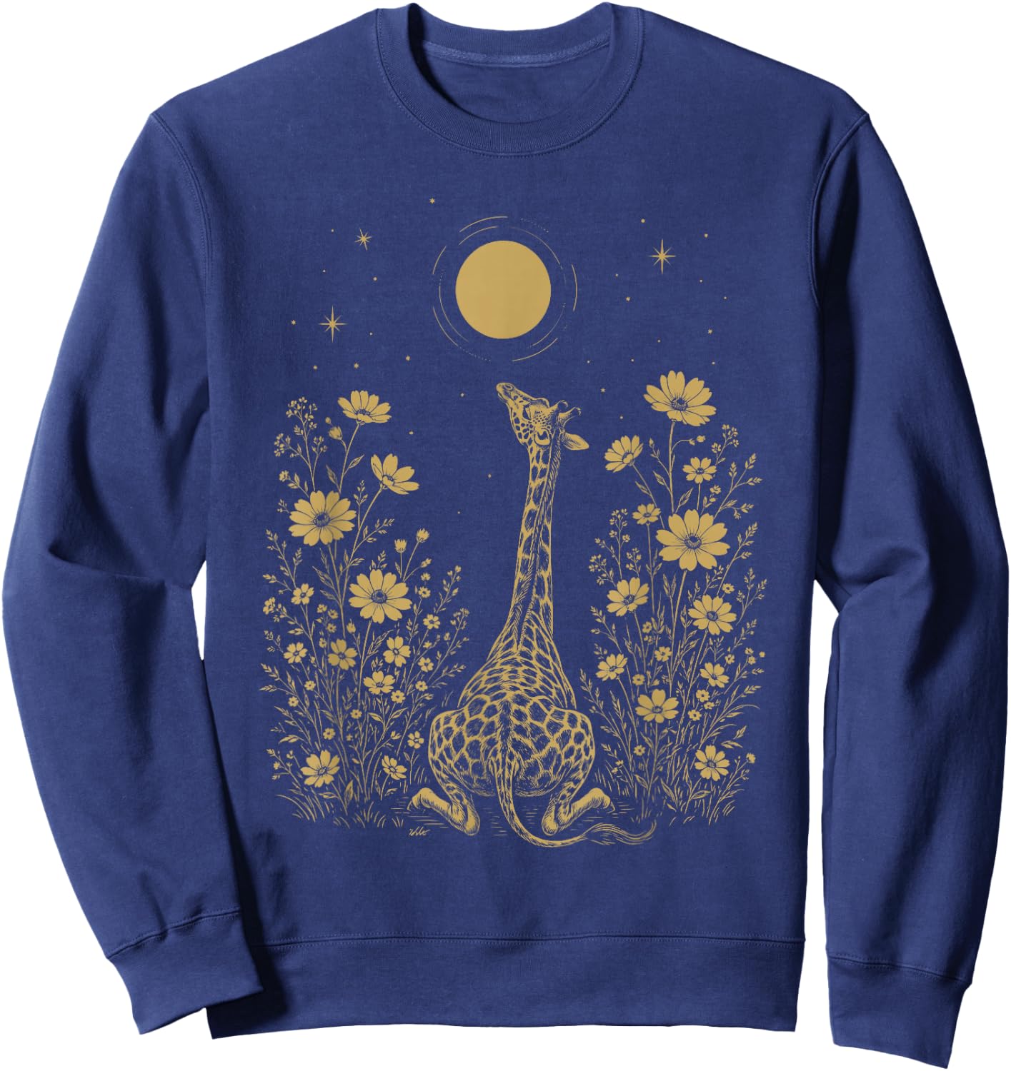 Giraffe Moon Night Flower Minimalist Boho Lover Sweatshirt - Sweatshirt | Navy