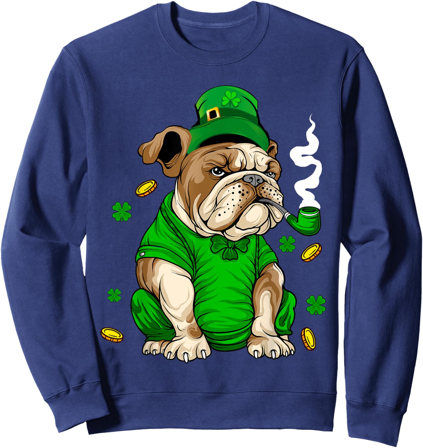St Patricks day Bulldog Dog irish Saint Patrick Day Women Kids Sweatshirt - Sweatshirt | Navy