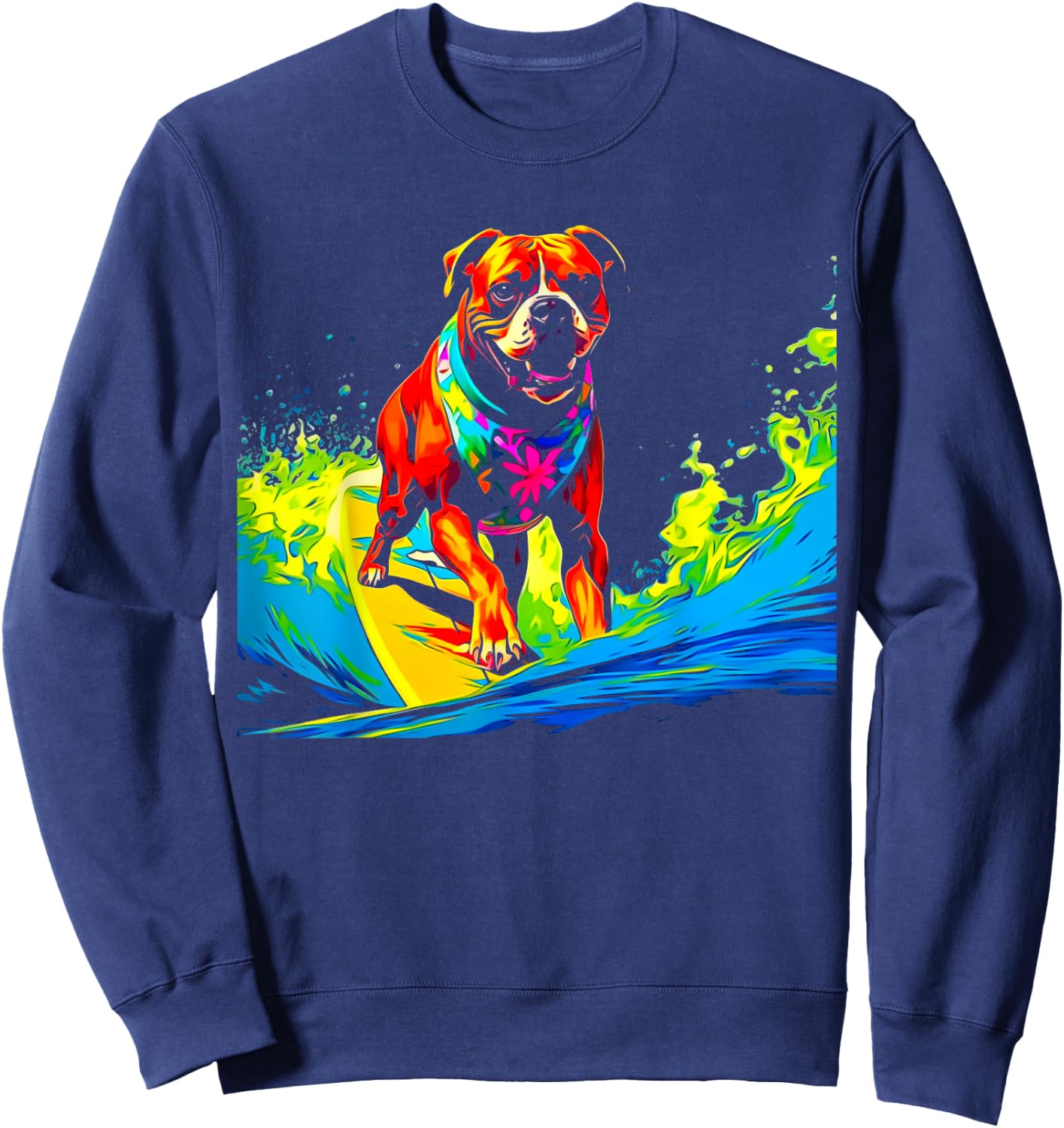 Boxer Dog Pop Art Surf Sweatshirt - Sweatshirt | Navy